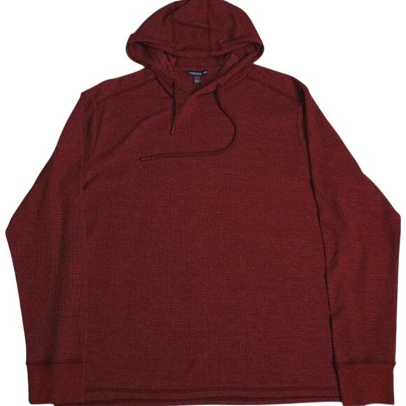 Toad&Co Framer II Men’s Waffle Knit Hoodie Red L Organic Cotton Blend‎ - Picture 1 of 11